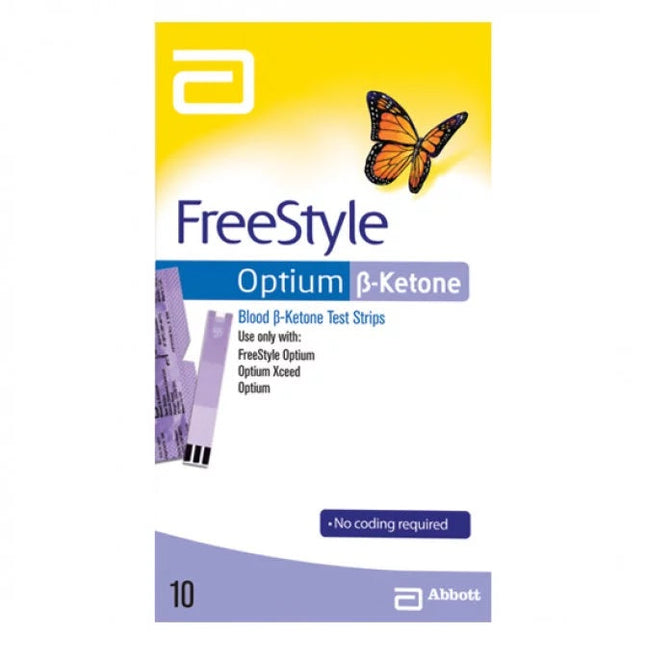 Abbott Freestyle Optium Blood ß-Ketone Test Strips 10 Strips - OhYouLuckyDuck.com.au