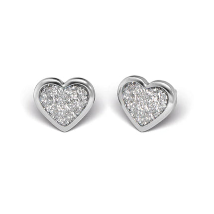 Studex Silver Surgical Steel Heart Glitter White Earrings 5mm