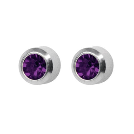 Studex System 75 Surgical Stainless Steel Regular Bezel Amethyst Ear Piercing Studs