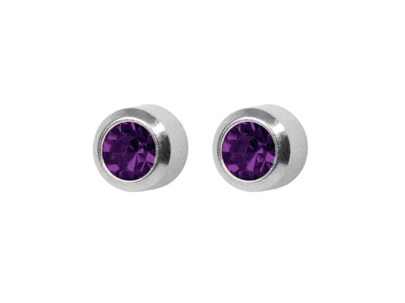 Studex System 75 Surgical Stainless Steel Regular Bezel Amethyst Ear Piercing Studs