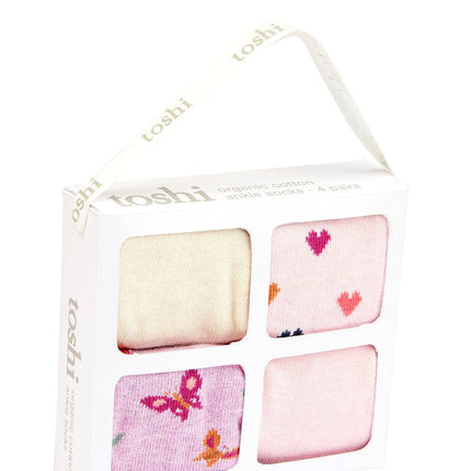 Toshi Organic Ankle Socks Gift Box Sweetheart Assorted 0 to 6M