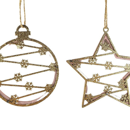 Elegant Glitter Bauble & Star Cutout Hanging 13cm