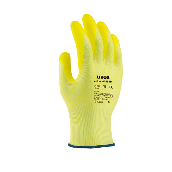 Uvex Safety Gloves Unidur NBR/PU C5 HiViz Fluro Yellow