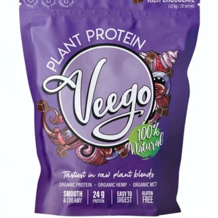 Veego Plant Protein Powder- Rich Chocolate 1.12kg - OhYouLuckyDuck.com.au