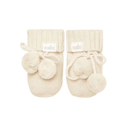Toshi Booties Feather Cable Knit Cotton for Newborns Size 000