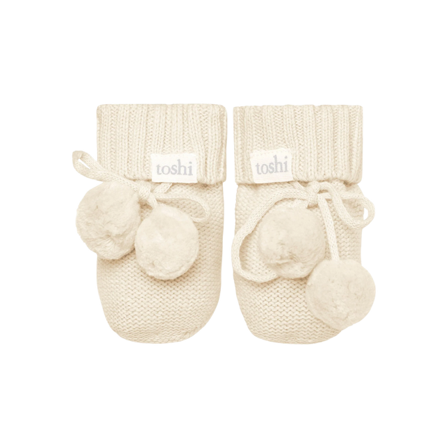 Toshi Booties Feather Cable Knit Cotton for Newborns Size 000