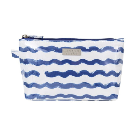 Wicked Sista Wavy Stripe Medium Luxe Waterproof Cosmetic Bag Blue
