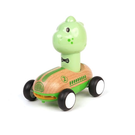 Wanborns Wooden Press Go Racer Dinosaur with Sound and Light