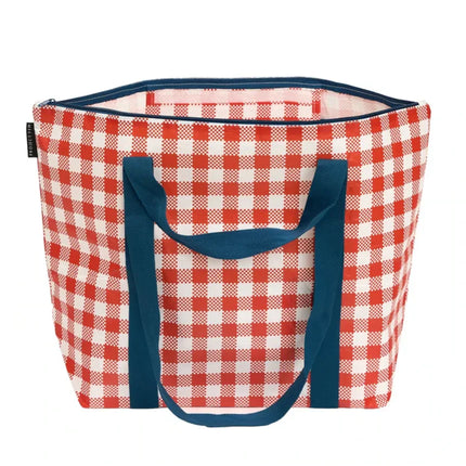 Project Ten Red Checkerboard Zip Medium Tote