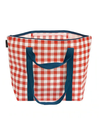 Project Ten Red Checkerboard Zip Medium Tote