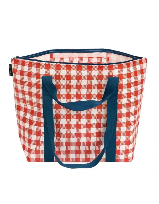 Project Ten Red Checkerboard Zip Medium Tote