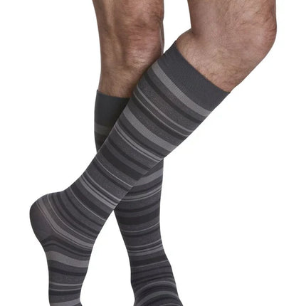 Sigvaris Microfiber Wellbeing Men Calf Size A Closed Toe Mariner Stripe